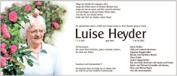 Traueranzeige von Luise Heyder von Pegnitz-Zeitung